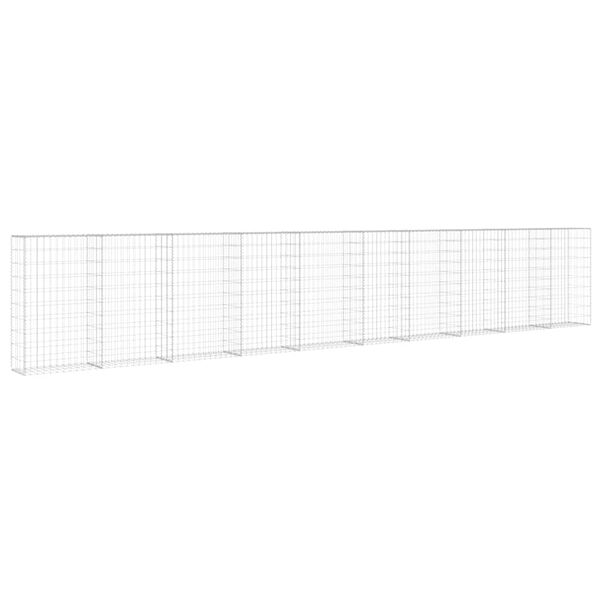 vidaXL Gabionenwand mit Abdeckung Verzinkter Stahl 600×30×100 cm