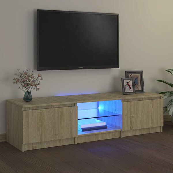 vidaXL TV-Schrank mit LED-Leuchten Sonoma-Eiche 140x40x36 cm