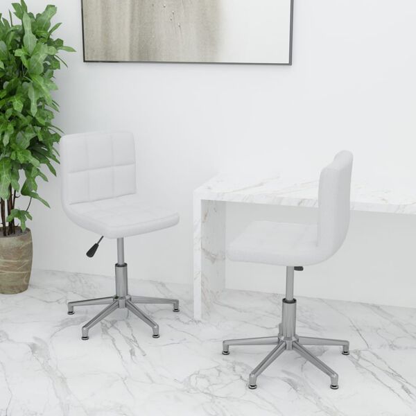 vidaXL Esszimmerst&uuml;hle 2 Stk. Drehbar Wei&szlig; Kunstleder
