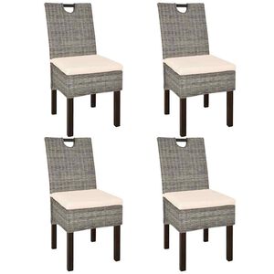 vidaXL Esszimmerst&uuml;hle 4 Stk. Kubu-Rattan Mangoholz