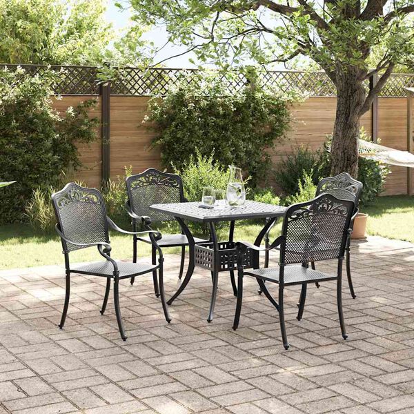 vidaXL Gartentisch Set 5 pcs Schwarz Gussaluminium