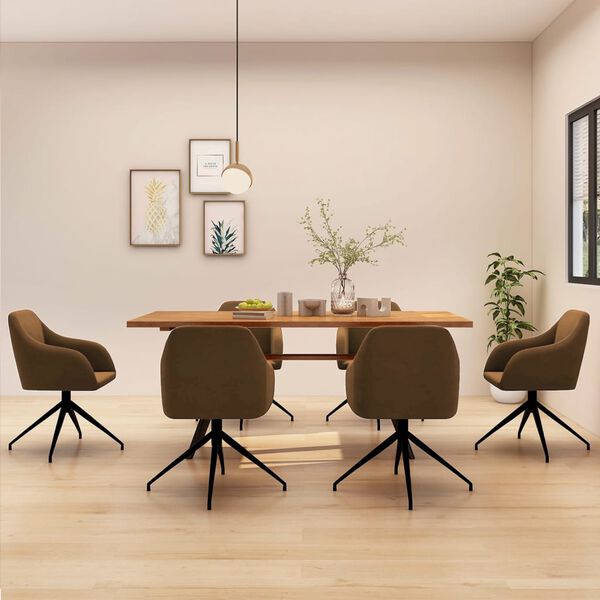 vidaXL Esszimmerst&uuml;hle 6 Stk. Braun Samt