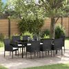 vidaXL Garten Essgruppe mit Kissen 9 pcs Schwarz Poly-Rattan