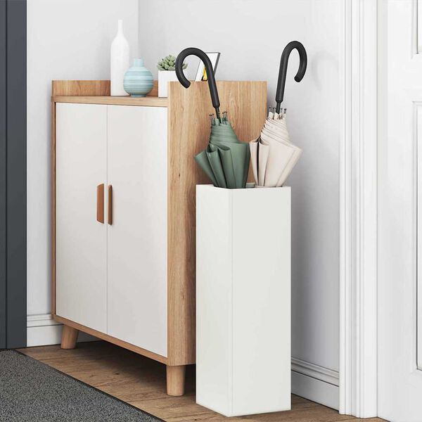 vidaXL Sonnenschirmhalter mit Speicher Wei&szlig; 15,5 x 15,5 x 49 cm Metall