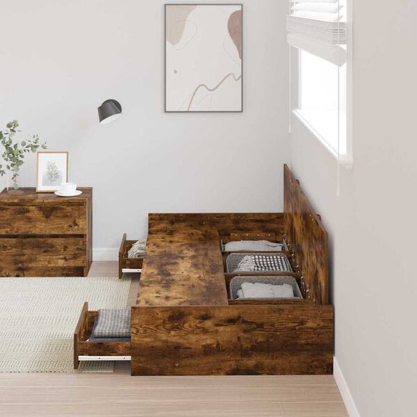 vidaXL Bettrahmen Geräucherte Eiche 80 x 200 cm Holzwerkstoff