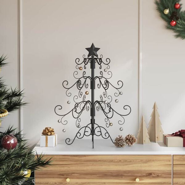 vidaXL Metall Weihnachtsbaum Schwarz 60 cm Pulverbeschichteter Stahl