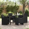 vidaXL Garten Essgruppe 5 pcs Schwarz Poly-Rattan