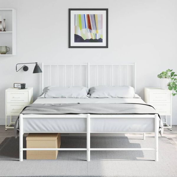 vidaXL Nachttische 2 Stk. Wei&szlig; 36x39x60,5 cm Stahl