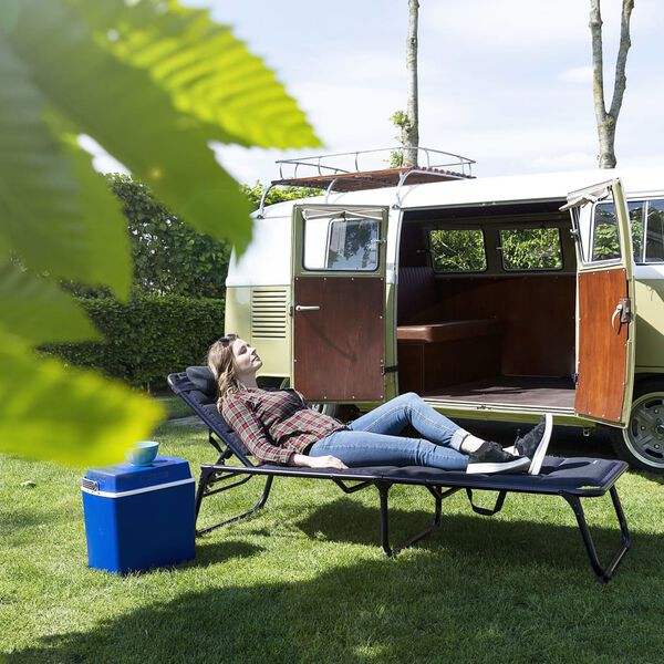 Campart Travel Klappbare Campingliege Siena Marineblau 200x67x35 cm