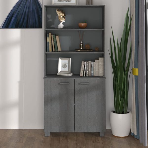 vidaXL Highboard HAMAR Massivholz Kiefer Dunkelgrau