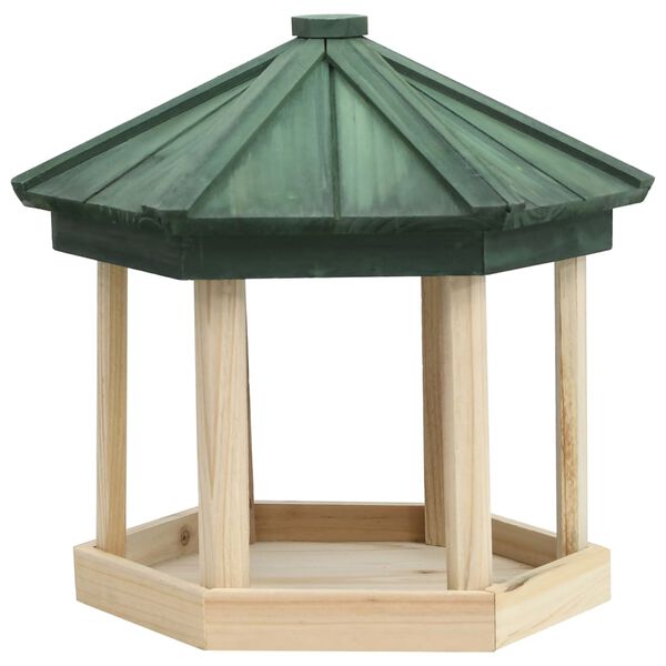 vidaXL Vogelfutterhaus Achteck Tanne Massivholz 33x30 cm