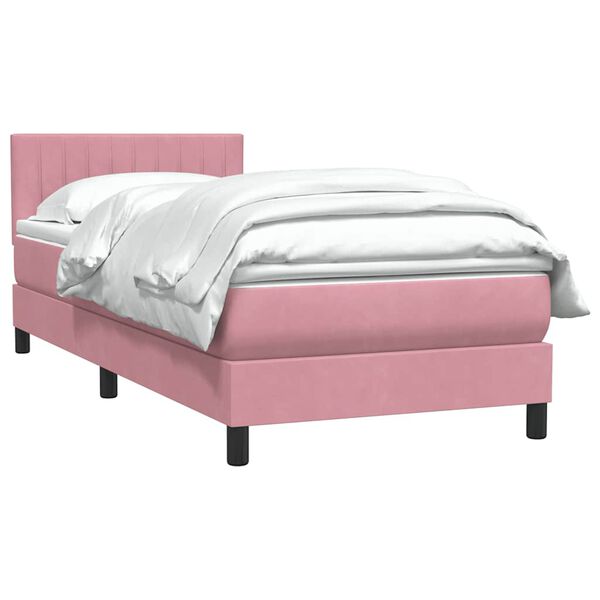vidaXL Boxspringbett mit Matratze Rosa 90x210 cm Samt