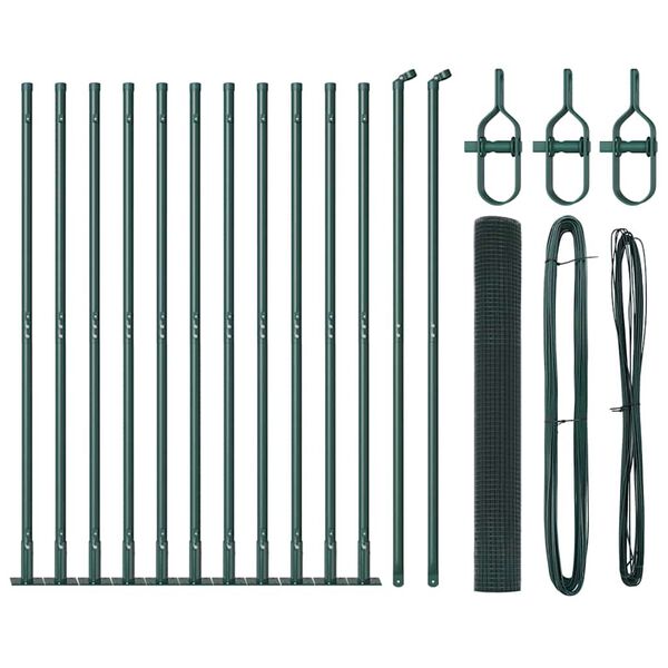 vidaXL Zaunpfosten Gr&uuml;n 25 x 1,2 m (19 x 19 mm Netz) Stahl und PVC