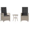 vidaXL 3-tlg. Bistro-Set mit Kissen Hellgrau Poly Rattan