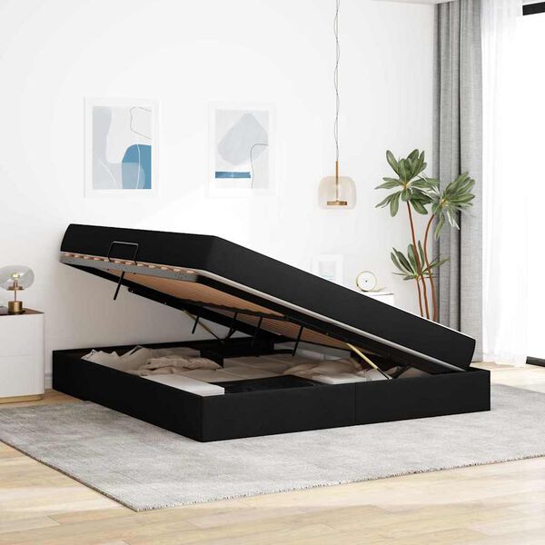 vidaXL Aufbewahrungsbett mit Matratze Schwarz 180 x 200 cm Polyester