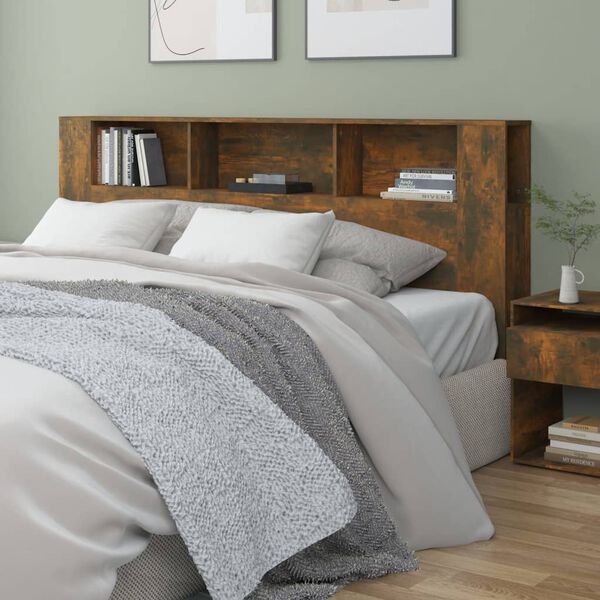 vidaXL Kopfteil mit Ablagen R&auml;uchereiche 200x18,5x104,5 cm