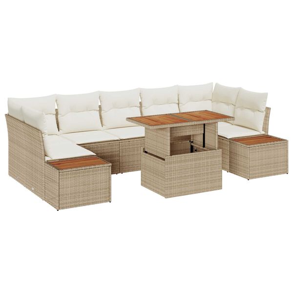 vidaXL Garten-Sofa-Set mit Speicher 8 pcs Beige Poly Rattan