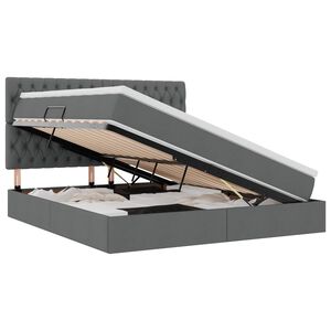vidaXL Bett mit Stauraum und LED Dunkelgrau 180 x 200 cm Polyester