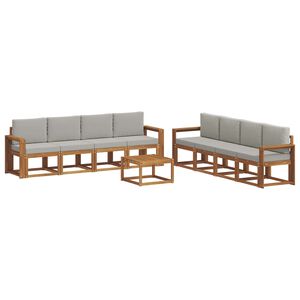 vidaXL Outdoor-Sofagarnitur 9 stk. Nat&uuml;rlich und Hellgrau
