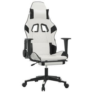 vidaXL Gaming-Stuhl mit Fu&szlig;st&uuml;tze Wei&szlig; und Schwarz Kunstleder