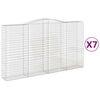 vidaXL Gabionen mit Hochbogen 7 Stk. 400x50x220/240cm Verzinktes Eisen