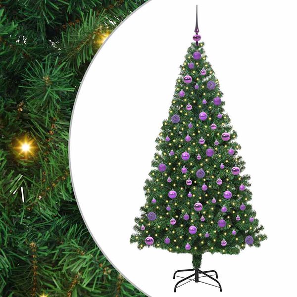 vidaXL K&uuml;nstlicher Weihnachtsbaum mit 300 LEDs mit St&auml;nder Gr&uuml;n 180 cm