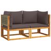 vidaXL Gartensofas-Ecke mit Kissen 2 Stk. Holz Akazie & Rattan
