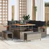 vidaXL Garten-Sofa-Set mit Kissen mit Speicher Grau Poly Rattan