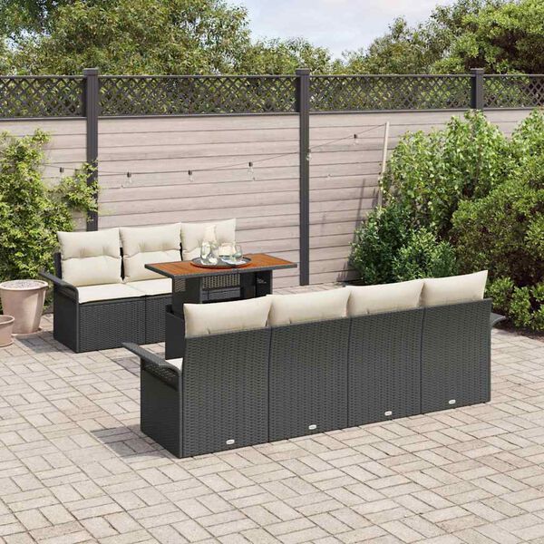vidaXL Garten-Sofa-Set mit Speicher 8 pcs Schwarz Poly Rattan