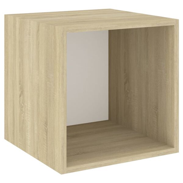 vidaXL 4-tlg. TV-Schrank-Set Wei&szlig; Sonoma-Eiche Holzwerkstoff