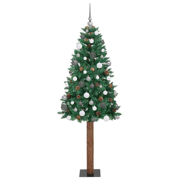 vidaXL Schlanker Weihnachtsbaum mit 300 LEDs mit St&auml;nder Gr&uuml;n 180 cm