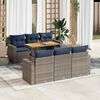 vidaXL 7-tlg. Garten-Sofagarnitur mit Kissen Grau Poly Rattan