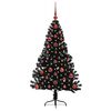 vidaXL K&uuml;nstlicher vorbeleuchteter Weihnachtsbaum Schwarz 120 cm PVC