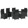 vidaXL Garten Essgruppe mit Kissen 7 pcs Schwarz Poly-Rattan