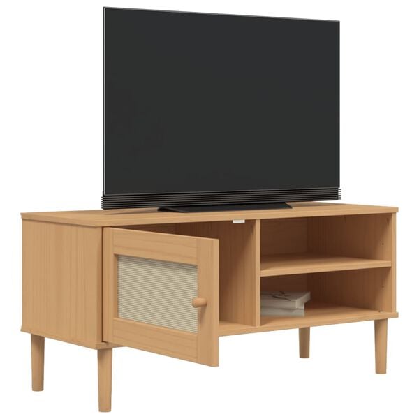 vidaXL TV-Schrank SENJA Rattan-Optik Braun 106x40x49 cm Kiefernholz