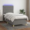 vidaXL Boxspringbett mit Matratze & LED Dunkelgrau 90x190 cm Stoff