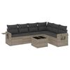 vidaXL 7-tlg. Garten-Sofagarnitur mit Kissen Hellgrau Poly Rattan