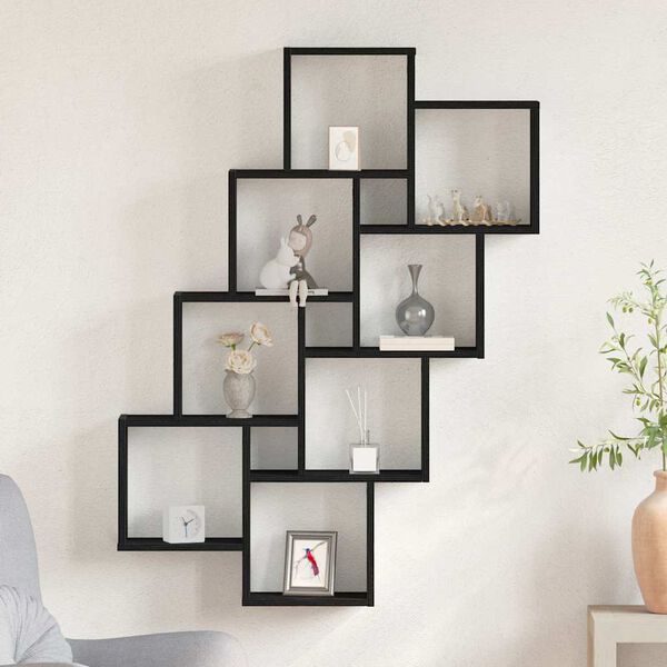 vidaXL Wandregal Schwarz Eichen-Optik 90 x 15 x 119,5 cm Holzwerkstoff