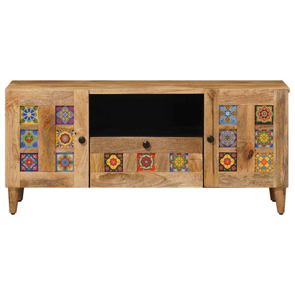 vidaXL TV-Schr&auml;nk mit T&uuml;r Natur 105 x 33,5 x 46 cm Massivholz Mango