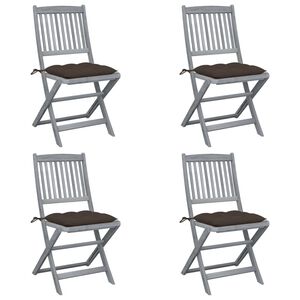 vidaXL Klappbare Gartenst&uuml;hle 4 Stk. mit Kissen Massivholz Akazie