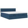 vidaXL Ottoman-Bett mit Matratzen & LEDs Blau 200x200 cm Stoff