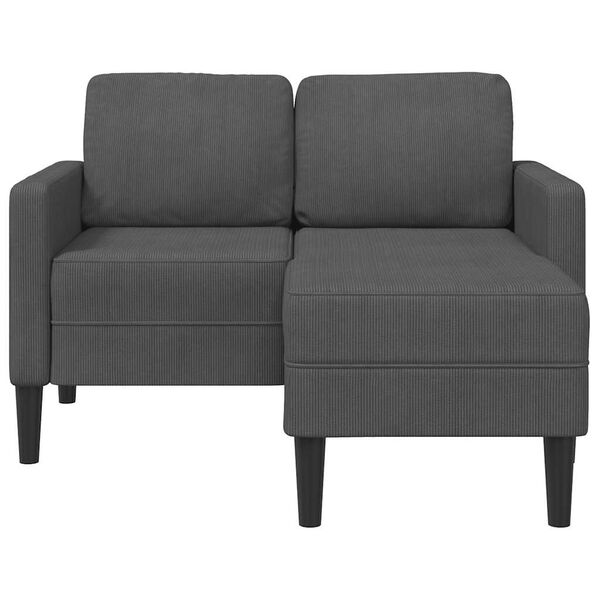 vidaXL 2-Sitzer-Sofa mit Chaiselongue L-f&ouml;rmig Dunkelgrau 125 cm Leinen
