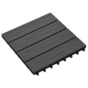 vidaXL Terrassenfliese 3D-Design 11 Stk. Schwarz 30 x 30 cm WPC