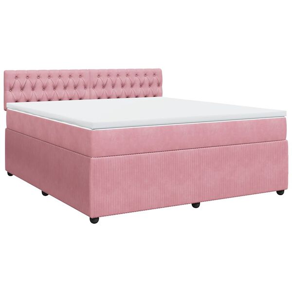 vidaXL Boxspringbett mit Matratze Rosa 180x200 cm Samt