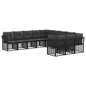 vidaXL Outdoor-Sofagarnitur Schwarz und Dunkelgrau Polyester