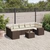 vidaXL 8-tlg. Garten-Sofagarnitur mit Kissen Braun Poly Rattan