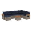 vidaXL 9-tlg. Garten-Sofagarnitur mit Kissen Grau Poly Rattan
