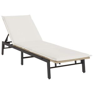 vidaXL Sonnenliege mit Auflage Beige Poly Rattan