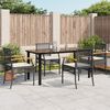 vidaXL 5-tlg. Garten-Essgruppe mit Kissen Schwarz Poly Rattan
