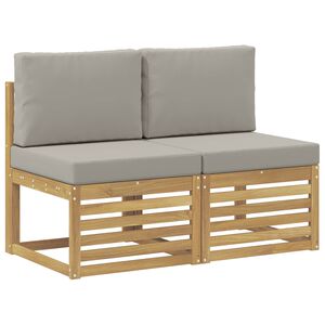 vidaXL 2 St&uuml;ck Outdoor Mittelsofa Massivholz Akazie Wei&szlig;